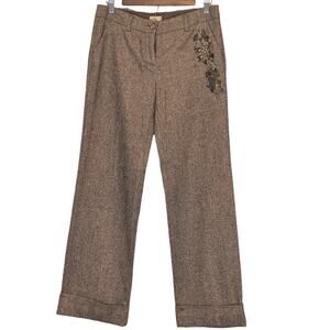 Elevenses Brown Embroidered Trousers old money style